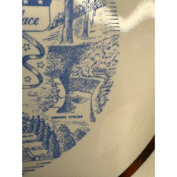 Lincolns Birth Place Kentucky Souvenir Plate  9 Inches Ironstone - Picture 5 of 16